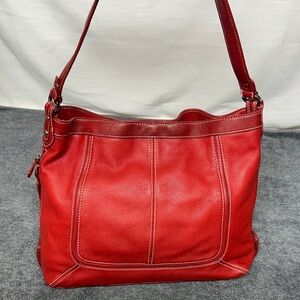 Sophia Caperelli Classic Red Leather Shoulder Bag